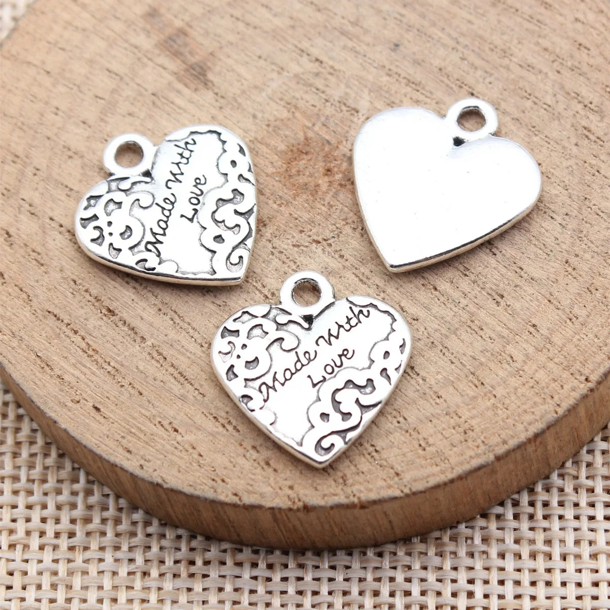 19x17mm 2.5g Multicolor Zinc Alloy Made With Love Heart Charm Pendant for DIY Garment Jewelry Making