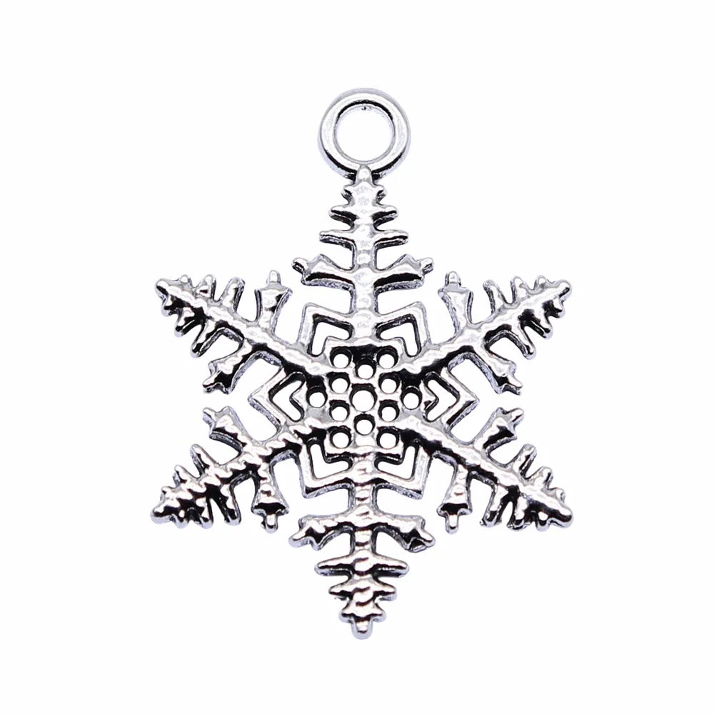 36x26mm 3.1g Multicolor Zinc Alloy Snowflake Charm Pendant for Christmas DIY Jewelry Making
