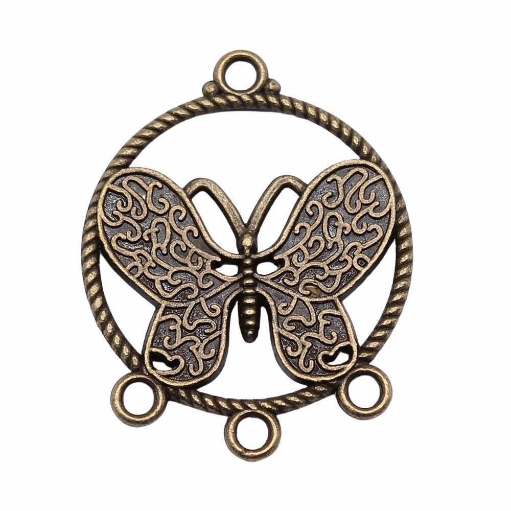 32x26mm 3.5g Multicolor Zinc Alloy Butterfly Earring Connector Charm for DIY Earrings Jewelry Making