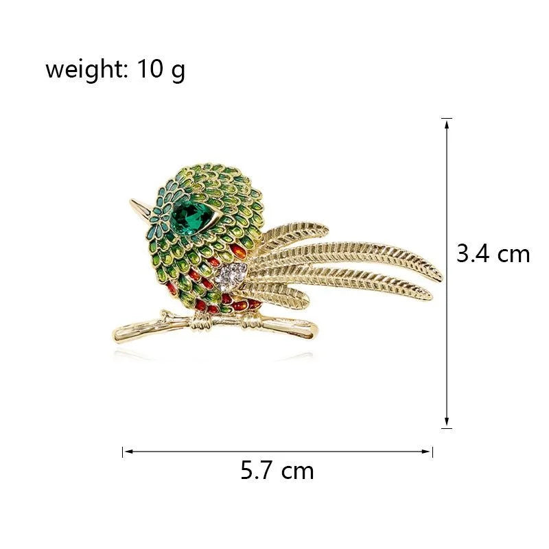 Cute Enamel Bird Brooch With Rhinestone Eye, Gold Alloy Lapel Pin Corsage For Cardigan Dress Gift
