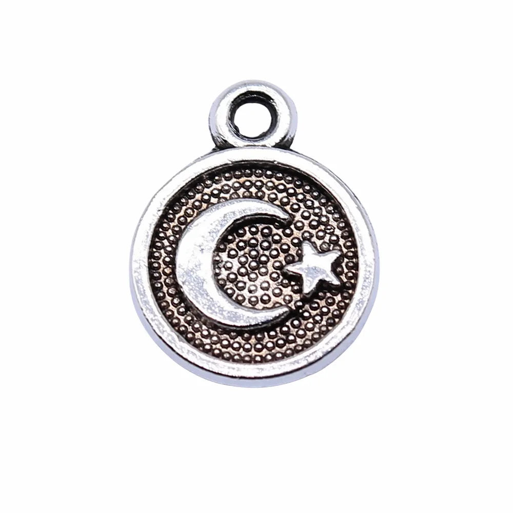 10x12mm 0.5g Multicolor Zinc Alloy Moon Star Charm Pendant for DIY Necklace Bracelet Jewelry Making