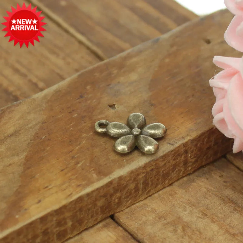 11MM Antique Silver Zinc Alloy Five Petal Flower Charm Pendant for DIY Necklace Bracelet Jewelry Making
