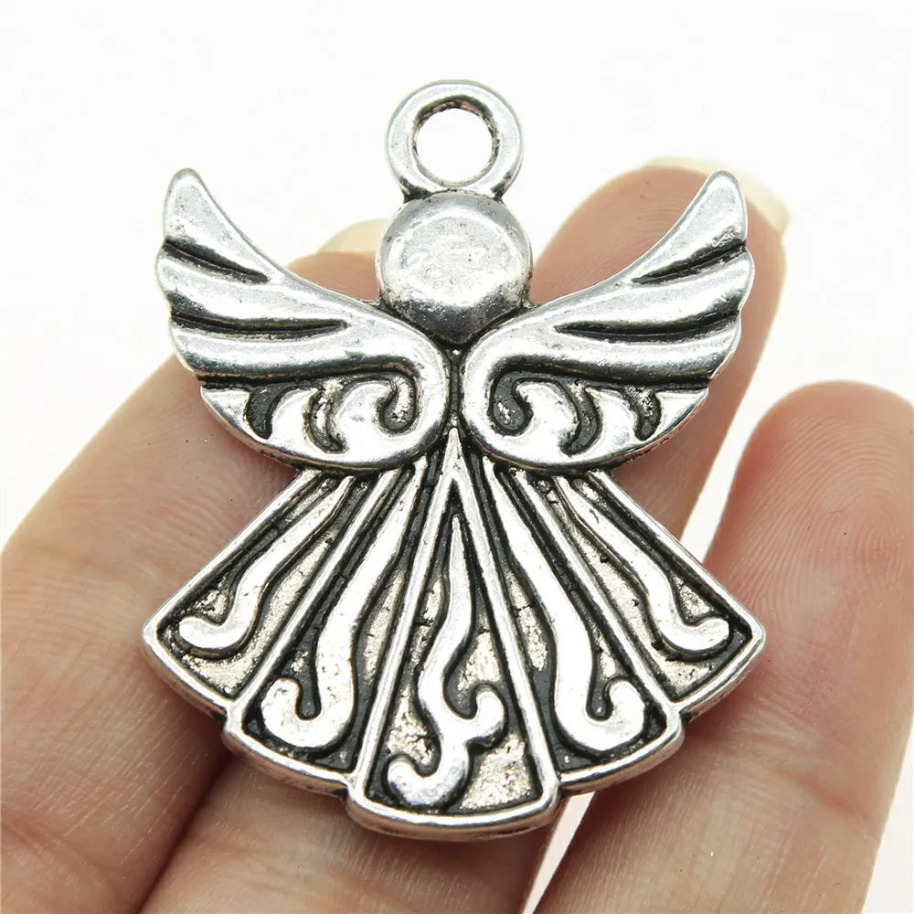 40x32mm 8.9g Antique Silver Zinc Alloy Angel Figure Charm Pendant for DIY Necklace Bracelet Making
