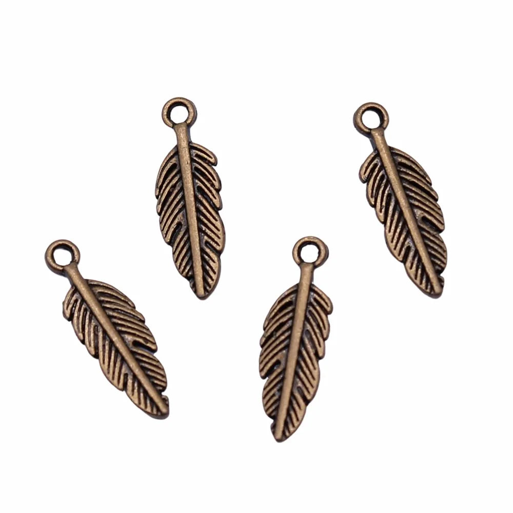 15x5mm 0.3g Multicolor Zinc Alloy Feather Charm Pendant for DIY Necklace Earring Jewelry Making
