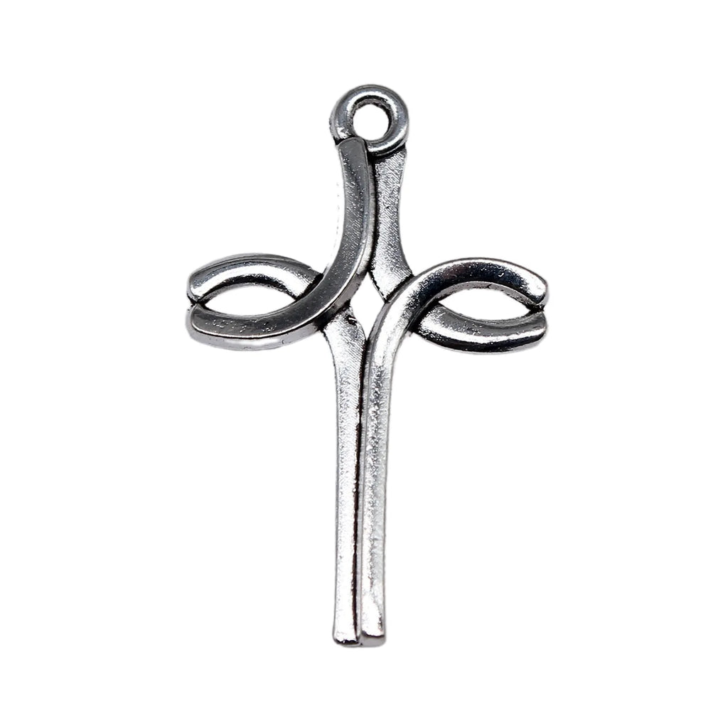 31x19mm 1.3g Multicolor Zinc Alloy Curved Cross Charm Pendant for DIY Necklace Bracelet Making