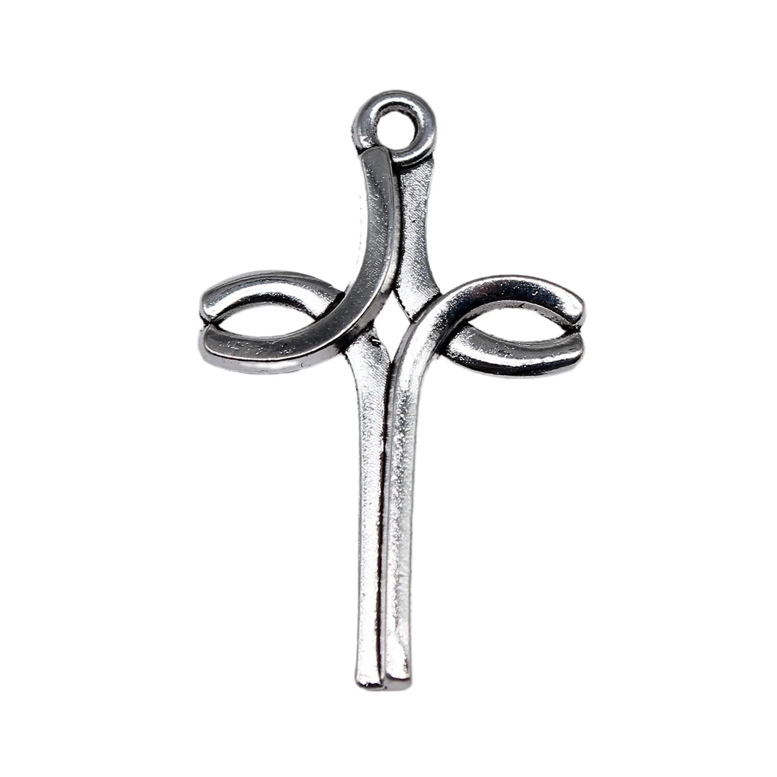 31x19mm 1.3g Multicolor Zinc Alloy Curved Cross Charm Pendant for DIY Necklace Bracelet Making