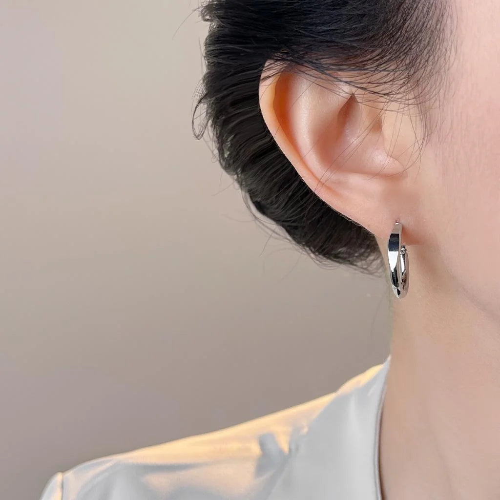 Light Luxury Geometric Round Hoop Earrings Copper For Fashion Commuter Style