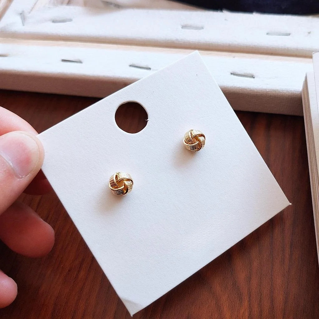 14K Gold Silver Plated Copper Geometric Ring Stud Earrings Korean Minimalist Sleep-Friendly Jewelry