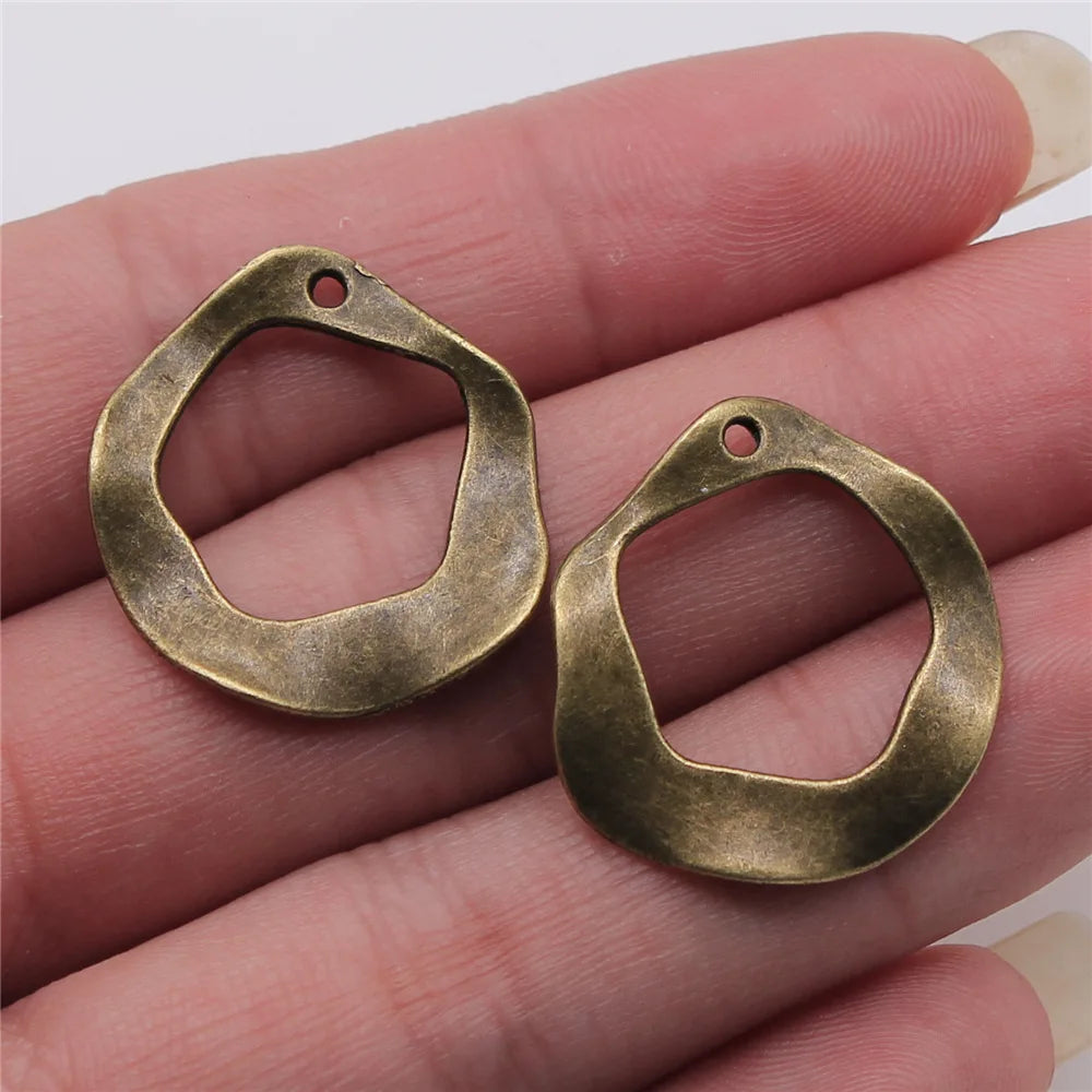 24x25mm 1.6g Multicolor Zinc Alloy Irregular Ring Earring Charms Pendants for DIY Earrings Jewelry Making