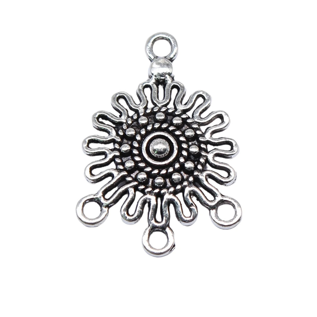 26x19mm 1.4g Multicolor Zinc Alloy Round Pattern Connector Charms for DIY Earrings and Pendants