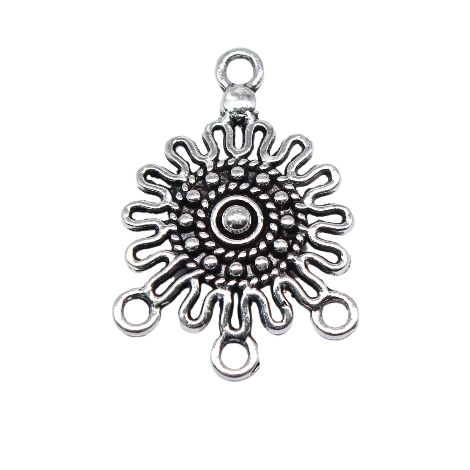 26x19mm 1.4g Multicolor Zinc Alloy Round Pattern Connector Charms for DIY Earrings and Pendants