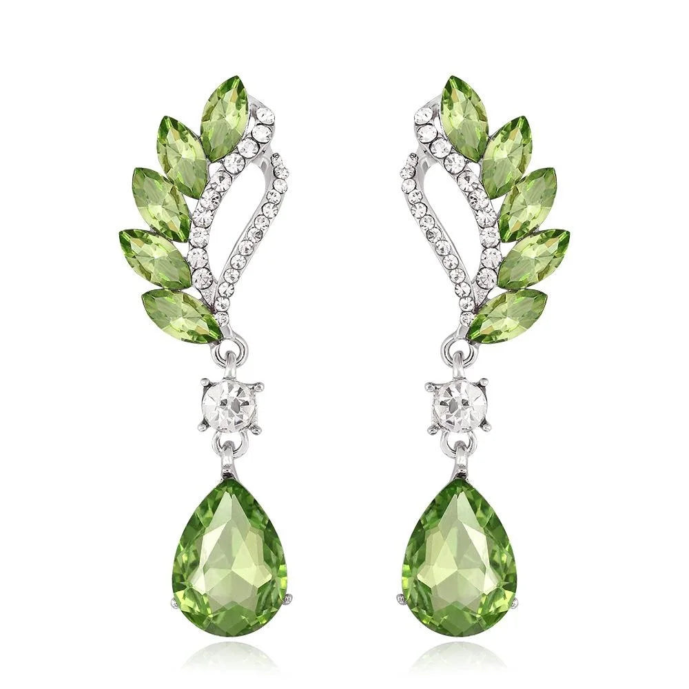 Elegant Wing Crystal Rhinestone Drop Earrings With Teardrop Tassel Dangle For Wedding Party Gift