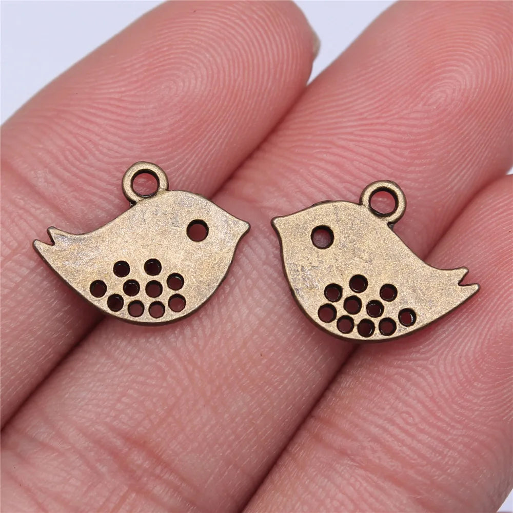 16x13mm 0.7g Multicolor Zinc Alloy Bird Charm Pendant for DIY Necklace Bracelet Jewelry Making