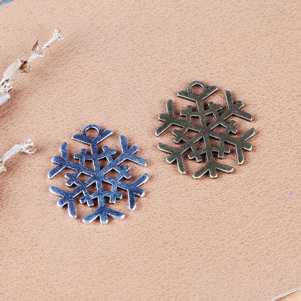 20MM Antique Silver Zinc Alloy Snowflake Charm Pendant for DIY Necklace Bracelet Jewelry Making