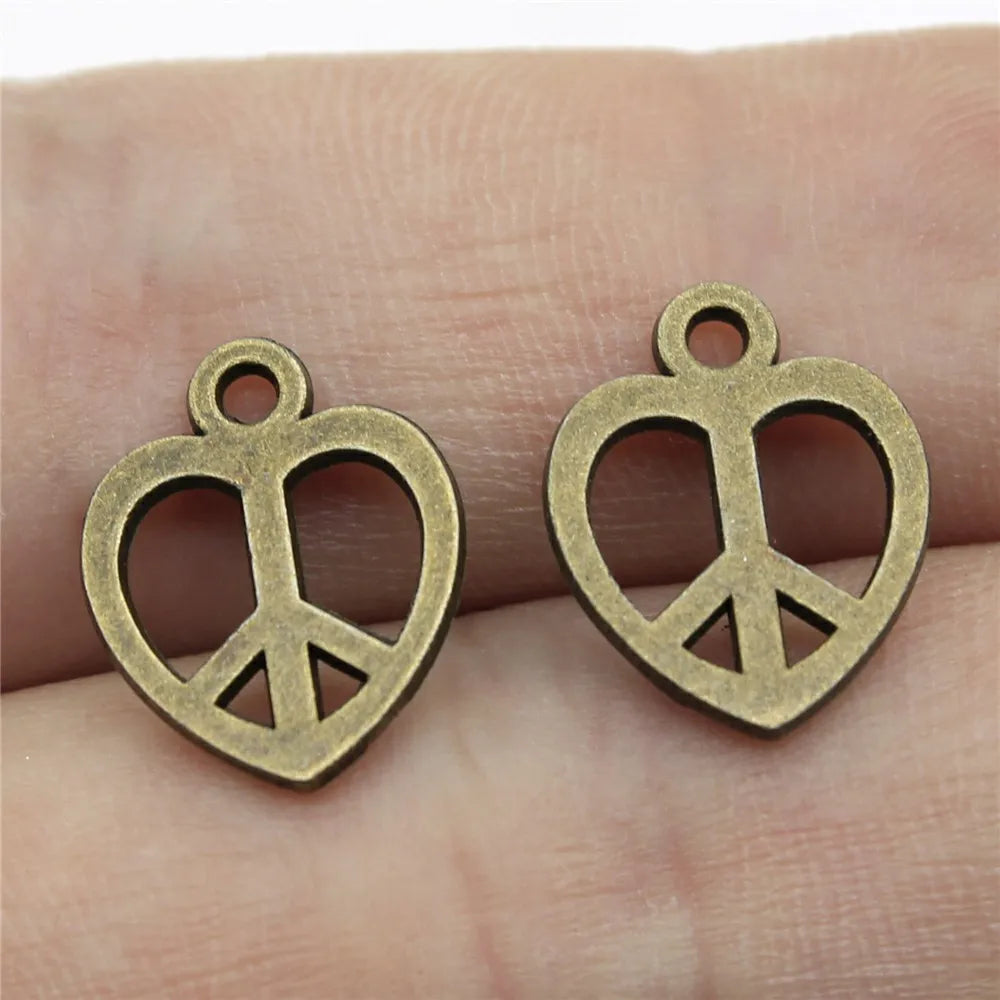 14x11mm 0.6g Multicolor Zinc Alloy Peace Heart Charm Pendant for DIY Bracelet Necklace Making