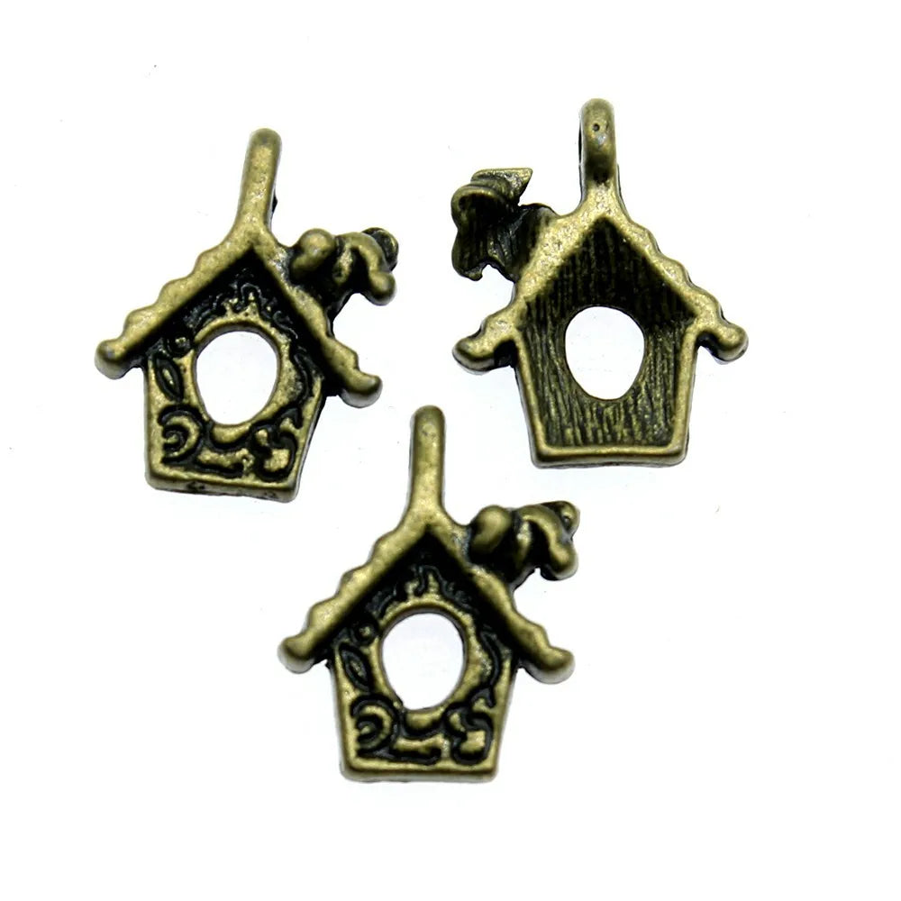 17x15mm 1g Antique Bronze Zinc Alloy Birdcage Bird Charm Pendant for DIY Necklace Bracelet Jewelry Making