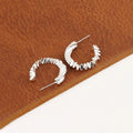 Silver Alloy Spiral Hoop Stud & Clip On No Piercing Textured Fragment Round Circle Earrings