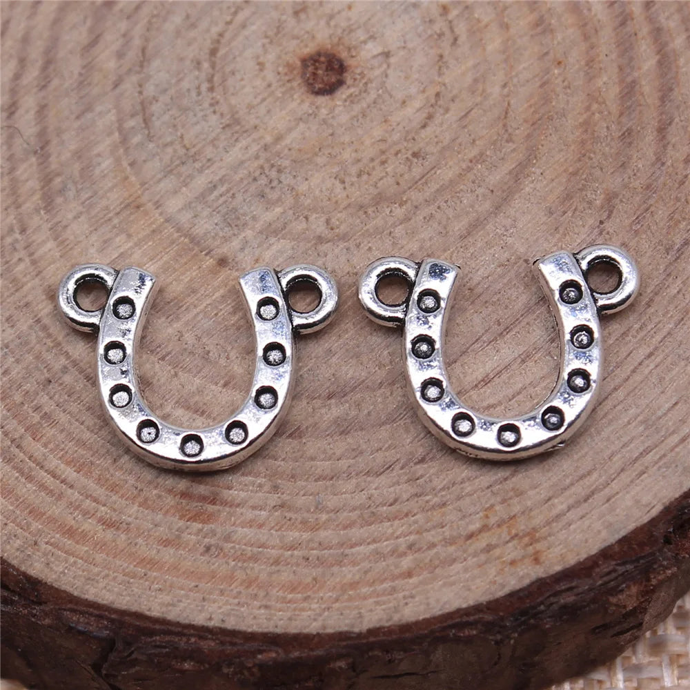 14x11mm 0.65g Antique Silver Zinc Alloy Horseshoe Connector Charm for DIY Bracelet Necklace Making