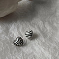 Copper Black White Zebra Stripe Heart Stud Earrings Korean Japanese Fashion Statement Jewelry for Women