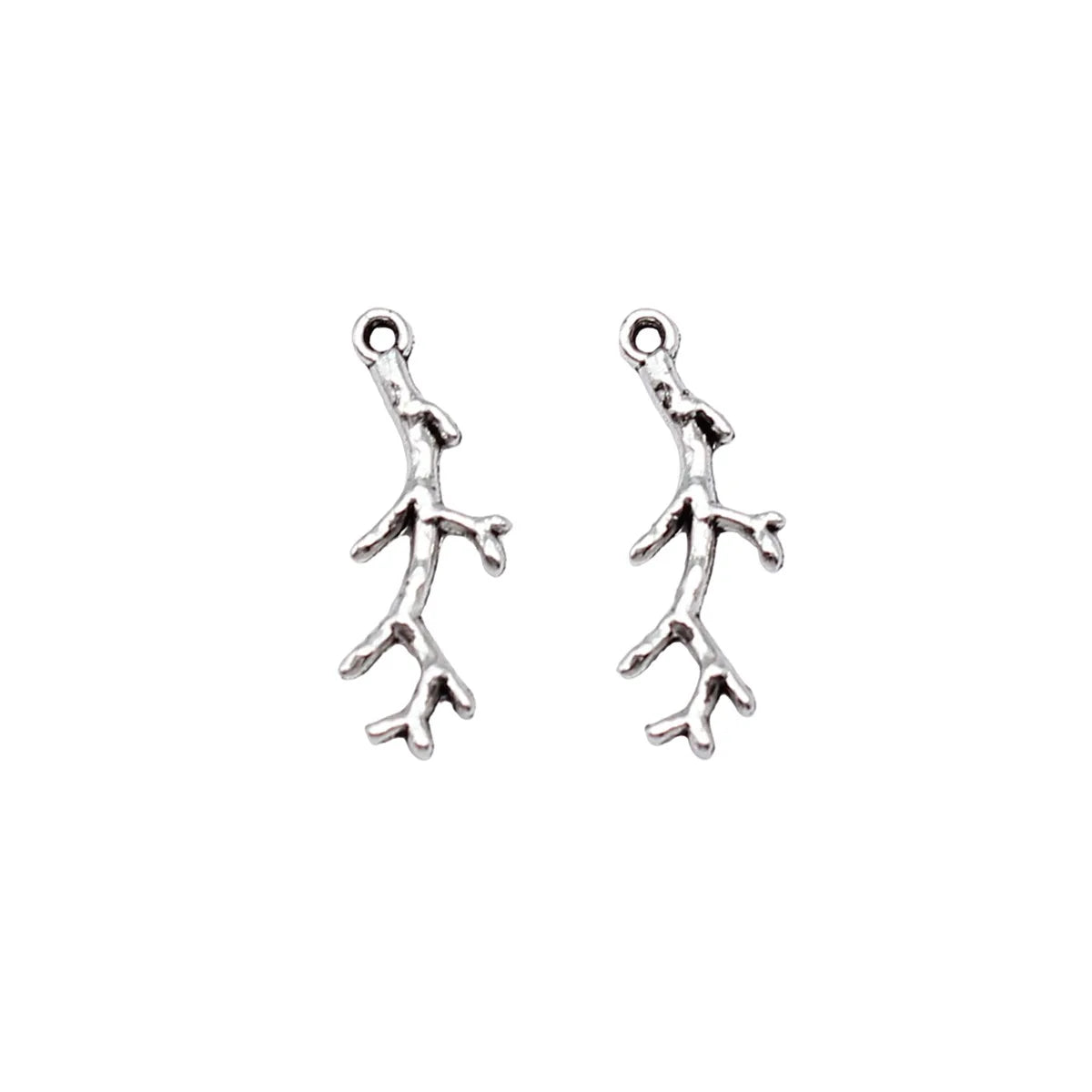 20x7mm 0.38g Antique Silver Zinc Alloy Branch Charm Pendant for DIY Vintage Jewelry Making