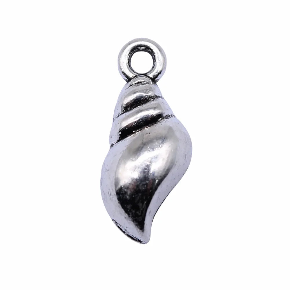 16x17mm 0.4g Antique Silver Zinc Alloy Conch Shell Charm Pendant for DIY Ocean Jewelry Making