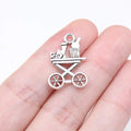 22x15mm 1.1g Antique Silver Zinc Alloy Cold Drink Cart Food Cart Charm Pendant for DIY Clothing Accessories