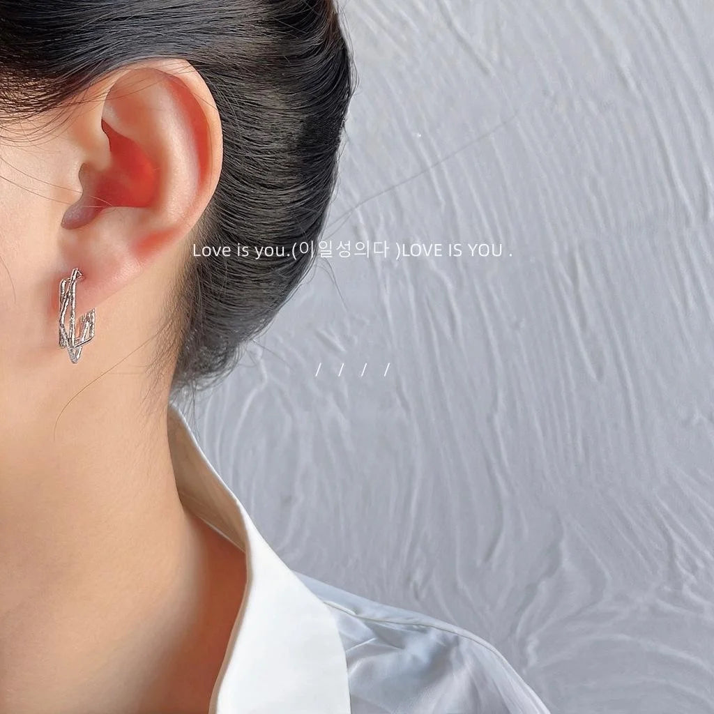 14K Gold Plated Copper Square Geometric Stud Earrings Minimalist Korean Style