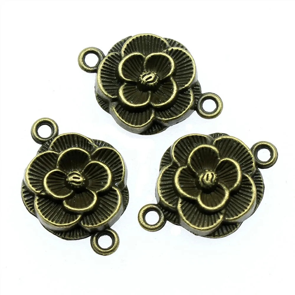 25x17mm 2.1g Multicolor Zinc Alloy Flower Connector Charm for DIY Necklace Bracelet Jewelry Making