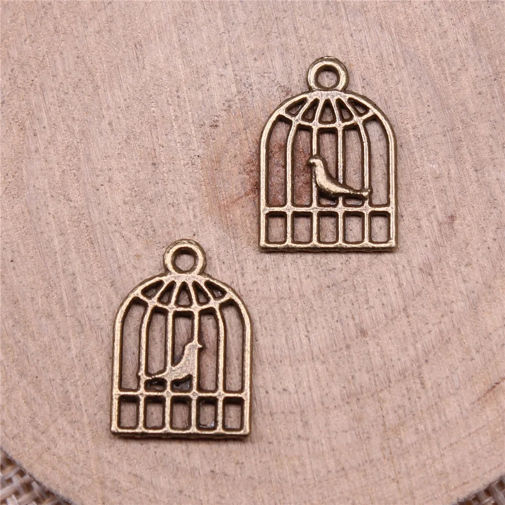 16x11mm 0.4g Multicolor Zinc Alloy Bird Cage Charm Pendant for DIY Necklace Bracelet Jewelry Making