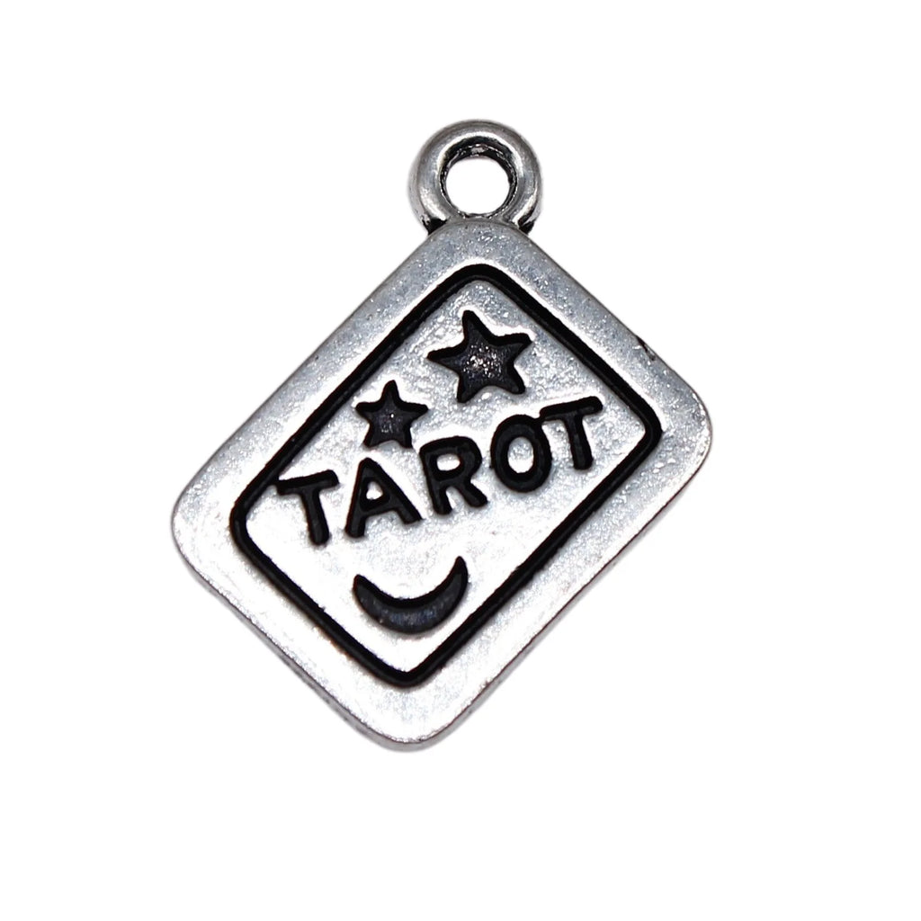 21x18mm 1.2g Antique Silver Tone Zinc Alloy Tarot Card Charm Pendant for DIY Gothic Jewelry Making