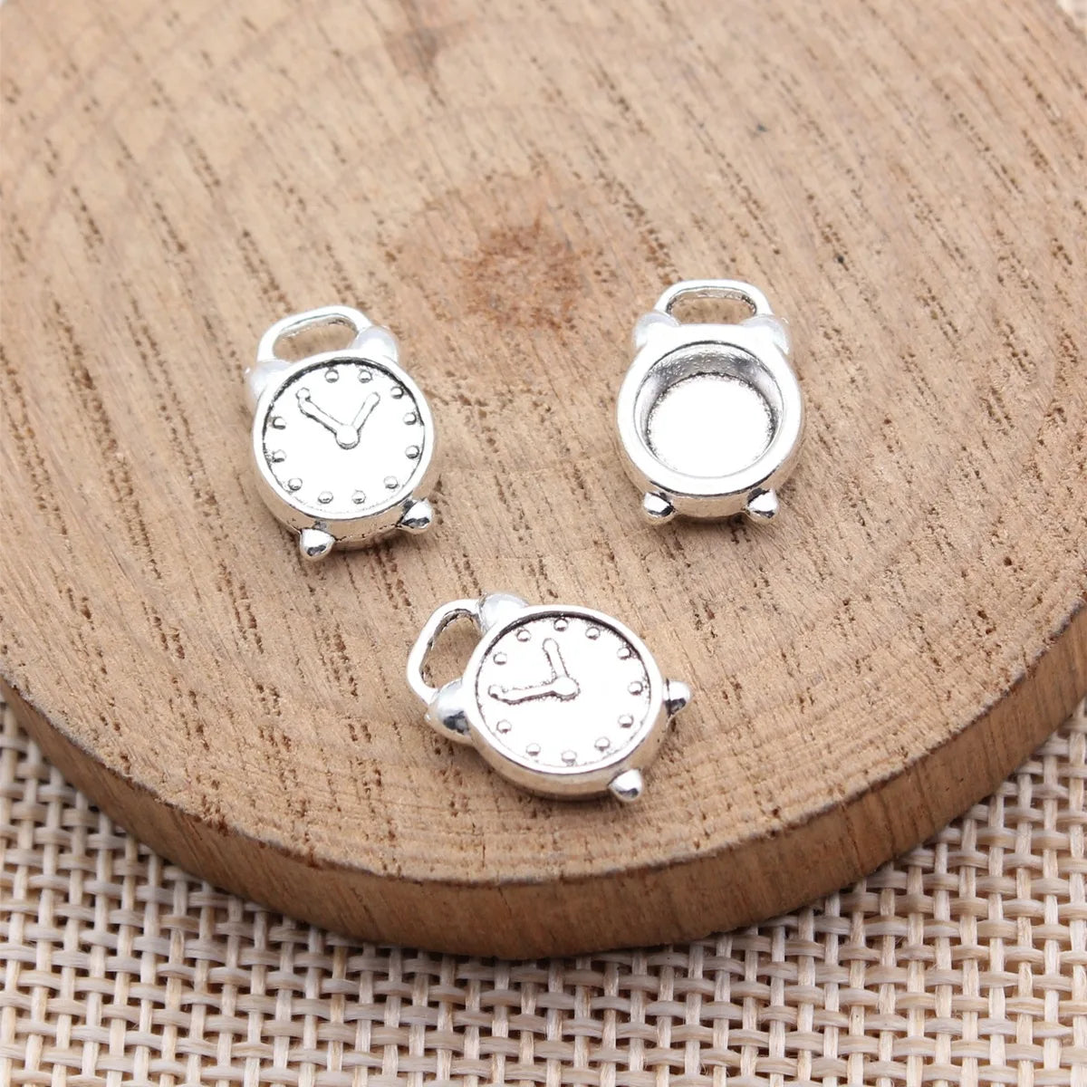 13x9.5mm 1.05g Antique Silver Zinc Alloy Alarm Clock Charm Pendant for DIY Necklace Bracelet Making