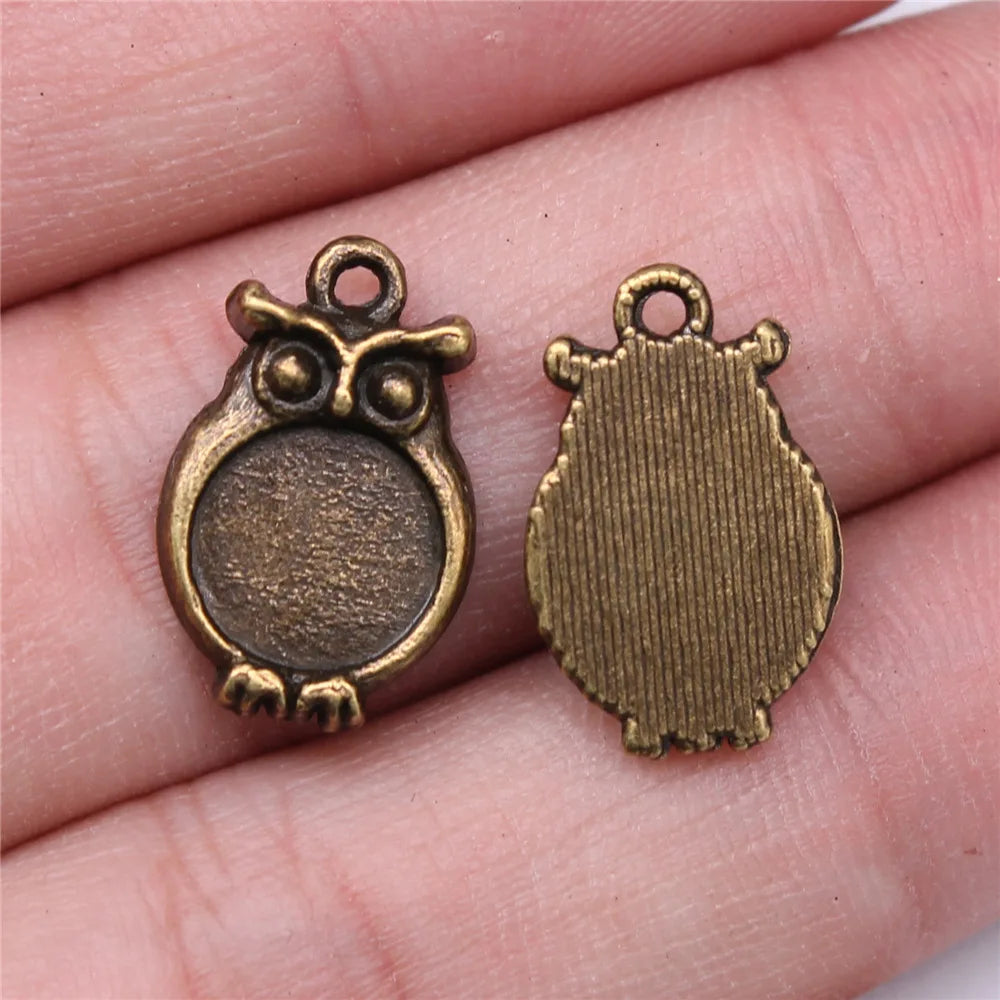 18x12mm 1.3g Antique Bronze Zinc Alloy Owl Cat Charm Pendant for DIY Necklace Bracelet Jewelry Making