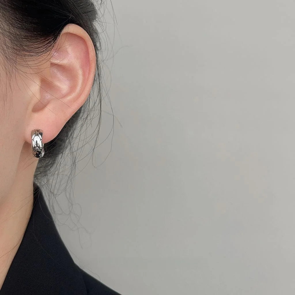 14K Gold Plated Copper Geometric Round Stud Earrings Minimalist Commuter Fashion