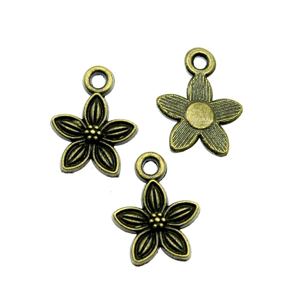 11x11mm 0.6g Multi Color Zinc Alloy Small Flower Charm Pendant for DIY Earrings Bracelet Making