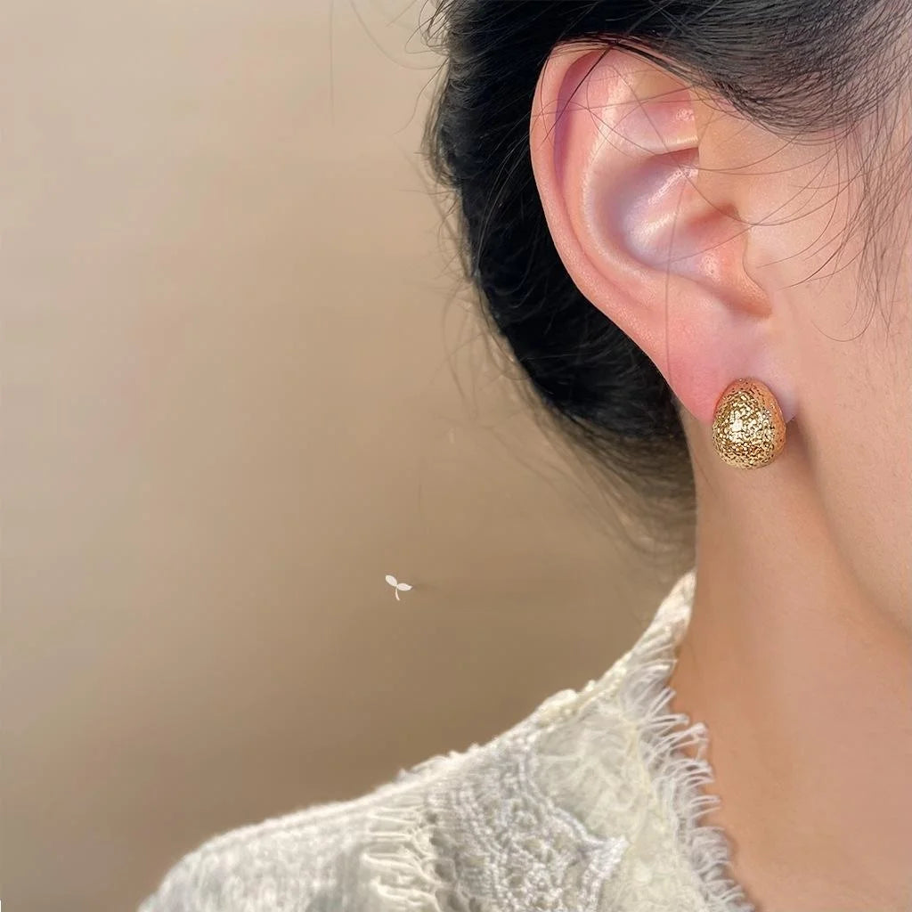 14K Gold Plated Copper Teardrop Drop Earrings, Matte Minimalist Jewelry