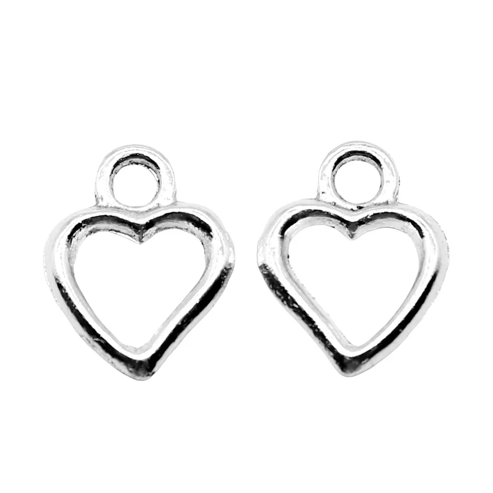 14x11mm 0.45g Antique Silver Zinc Alloy Heart Charm Pendant for DIY Necklace Bracelet Making