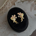 Original Designer Enamel Hand Painted Micro Pave Zircon Flower Stud Earrings Eco Copper Fresh Sweet Style