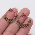 24x24mm 0.9g Multicolor Zinc Alloy Geometric Round Connector Charms for DIY Earrings and Bracelets