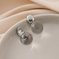 Elegant Large Smoky Crystal Ball Dangle Stud & Clip On No Piercing Silver Alloy Drop Earrings