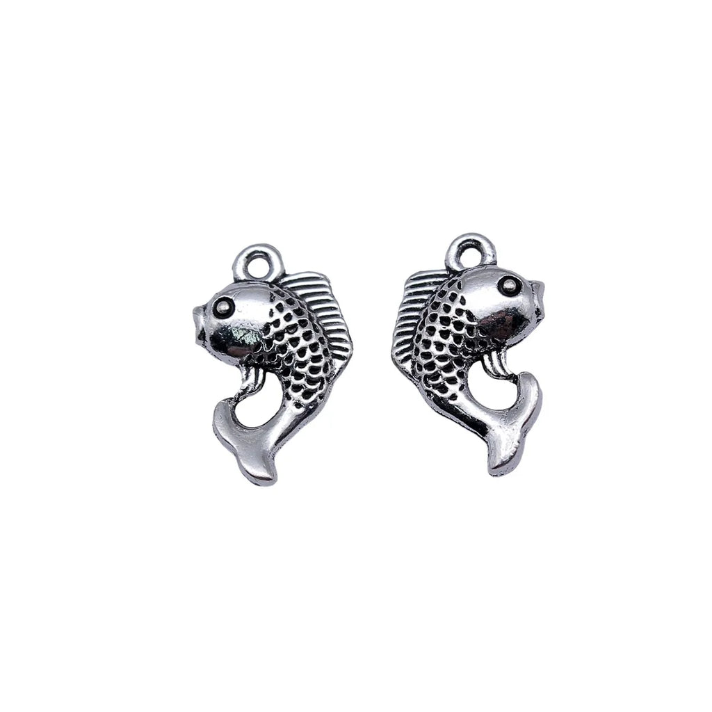 17x10mm 1.1g Antique Silver Zinc Alloy Koi Fish Charm Pendant for Bracelet Necklace DIY Jewelry