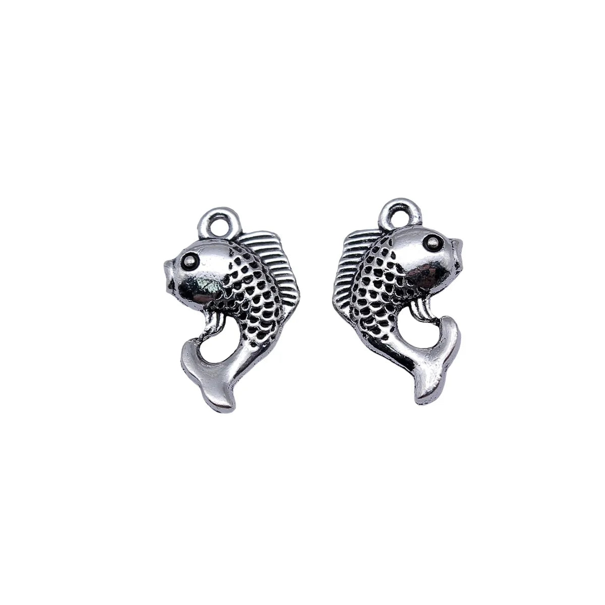 17x10mm 1.1g Antique Silver Zinc Alloy Koi Fish Charm Pendant for Bracelet Necklace DIY Jewelry