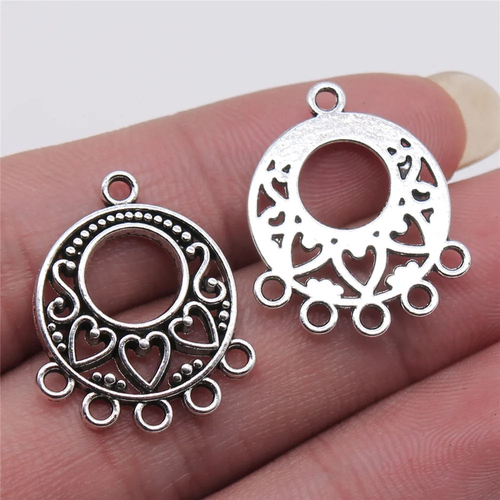 20x24mm 2g Multicolor Zinc Alloy Heart Earring Connector Charms for DIY Earrings Jewelry Making