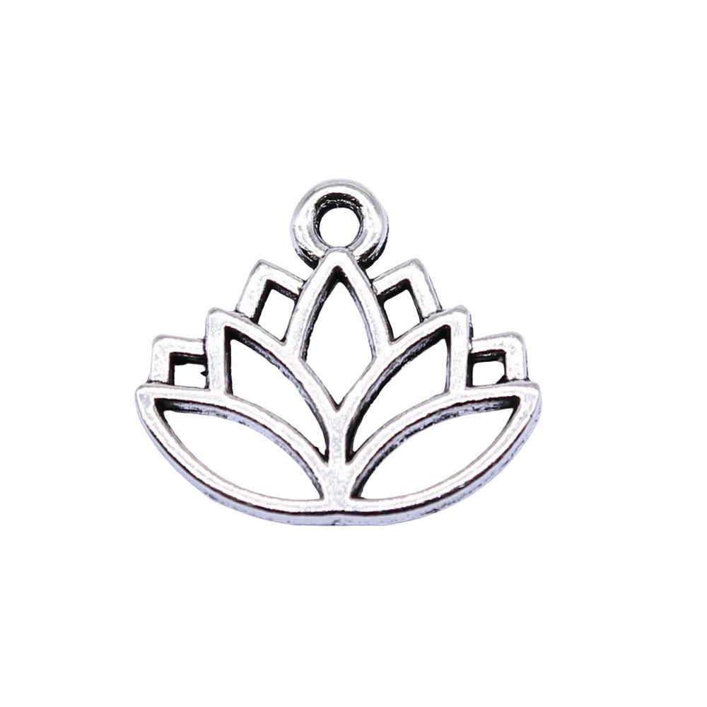 16x14mm 0.6g Multicolor Zinc Alloy Lotus Flower Charm Pendant for DIY Necklace Bracelet Making