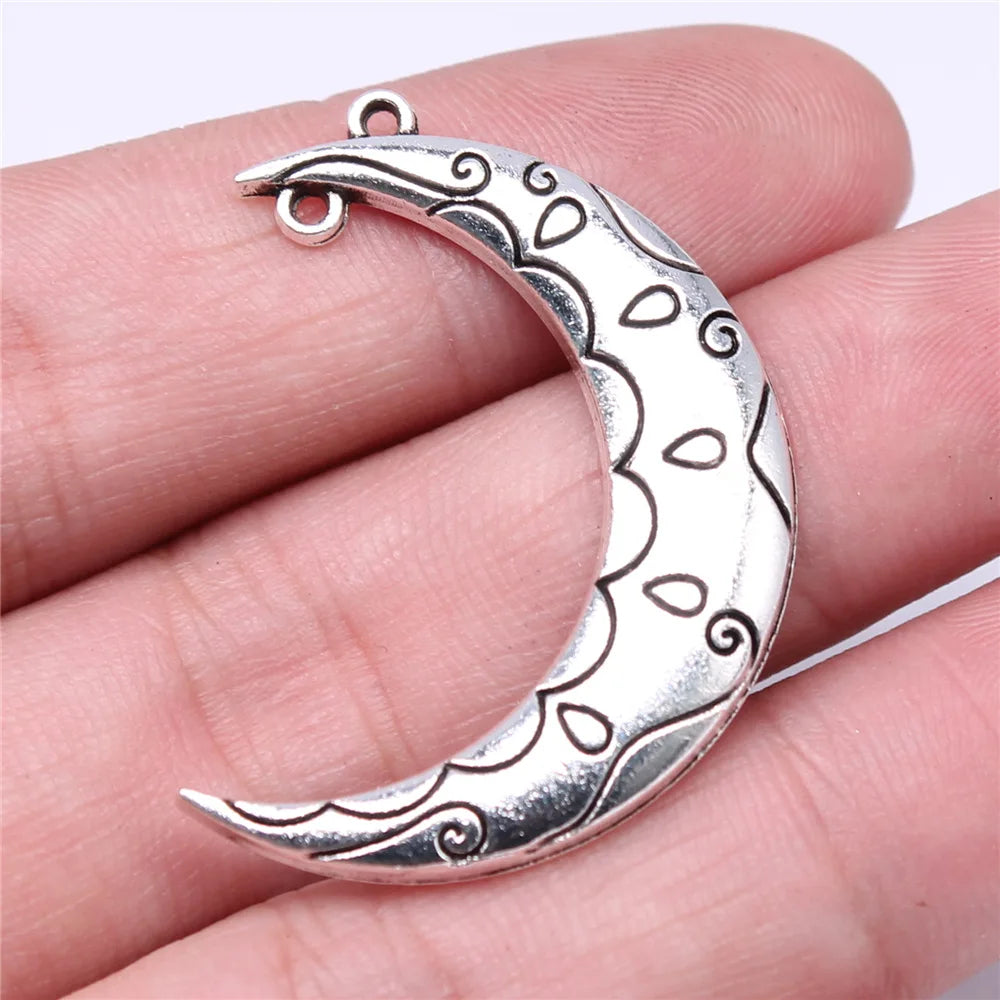 38x28mm 3.9g Antique Silver Zinc Alloy Moon Connector Charm for DIY Necklace Bracelet Making