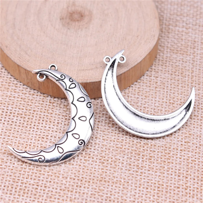 38x28mm 3.9g Antique Silver Zinc Alloy Moon Connector Charm for DIY Necklace Bracelet Making
