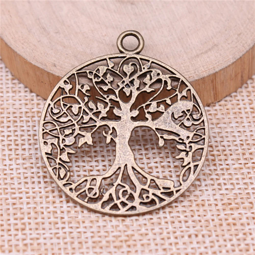 40x35mm 4.6g Multicolor Zinc Alloy Tree of Life Charm Pendant for Necklace Bracelet Making