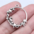 29x30mm 1.6g Antique Silver Zinc Alloy Shell Conch Starfish Seahorse Ring Charm Pendant for DIY Jewelry Making