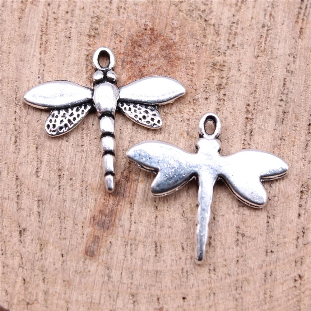 18x16mm 0.8g Antique Silver Zinc Alloy Dragonfly Charm Pendant for DIY Necklace Bracelet Making