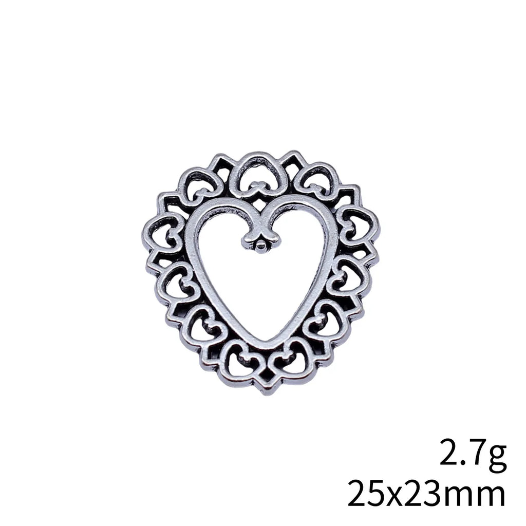 25x23mm 2.7g Antique Silver Zinc Alloy Heart Charm Pendant for Necklace Bracelet DIY Jewelry