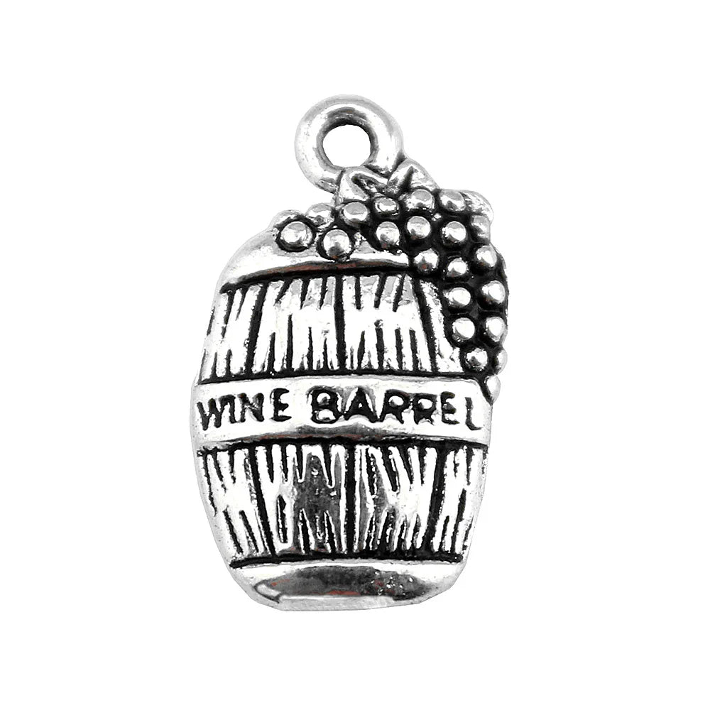 19x11mm 1g Antique Silver Tone Zinc Alloy Wine Barrel Charm Pendant for DIY Necklace Bracelet Making